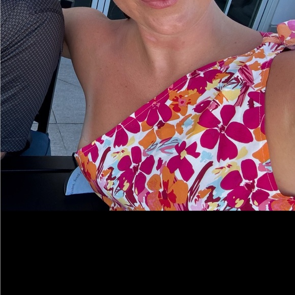 Floral One-Shoulder Top - Pink and Orange - Picture 3 of 3